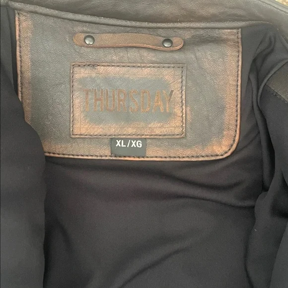 Thursday Boots Leather Roadster Jacket (Black Coffee) athletic cut size XL - Picture 9 of 9